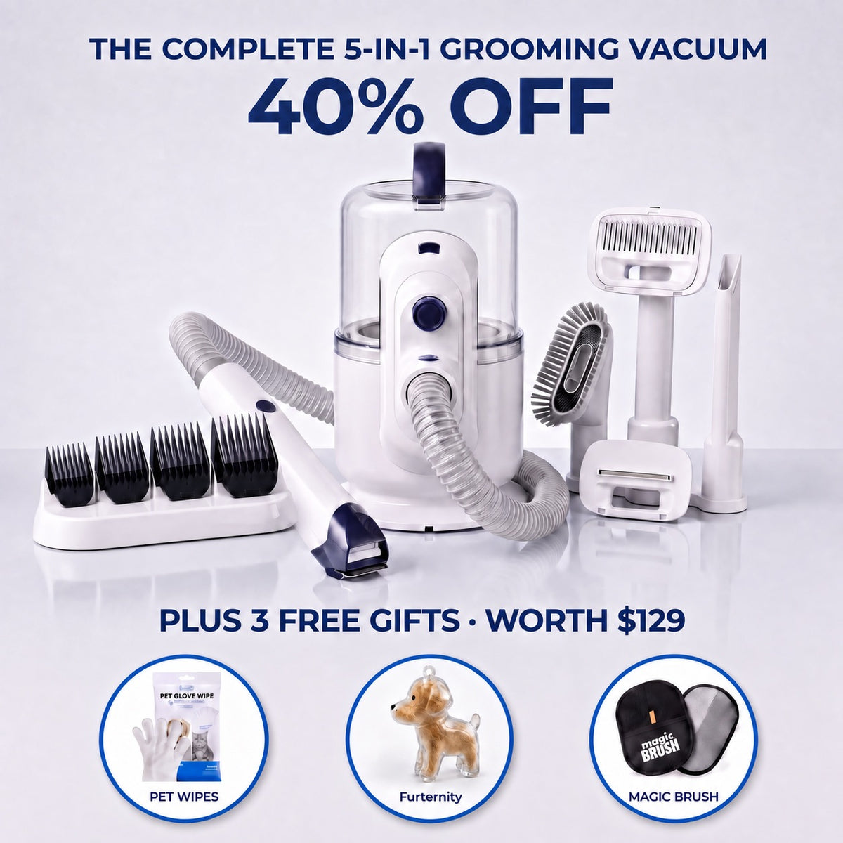 SilentGroom™ - 5 in 1 Pet Grooming Vacuum